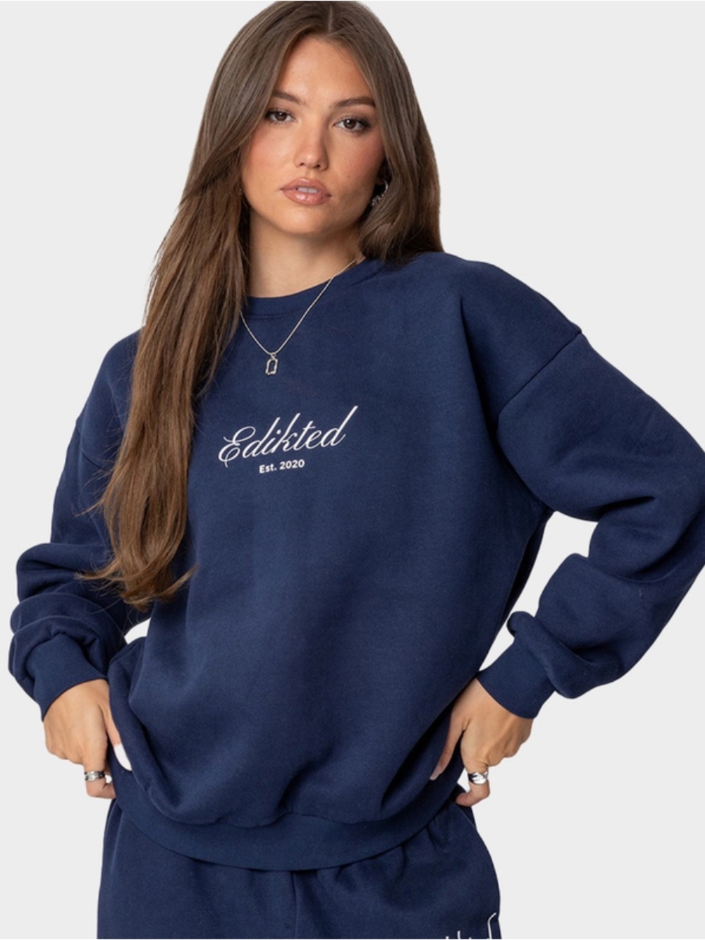 Edikted Kids Navy Joggers - Signature Logo Sweatpants